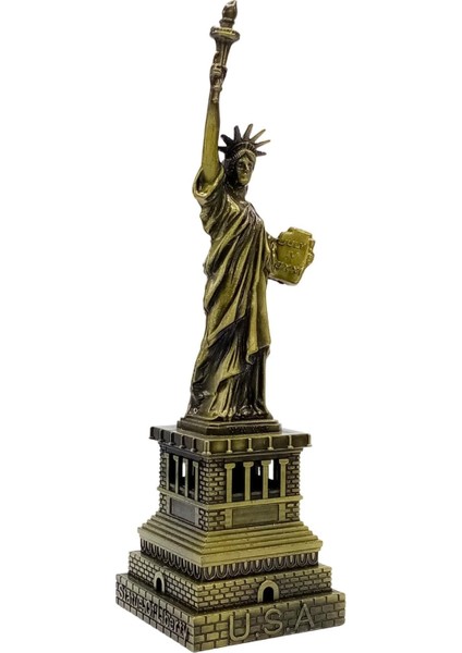 Vintage Metal Usa Özgürlük Heykeli Biblo Antik Bronz 18 cm