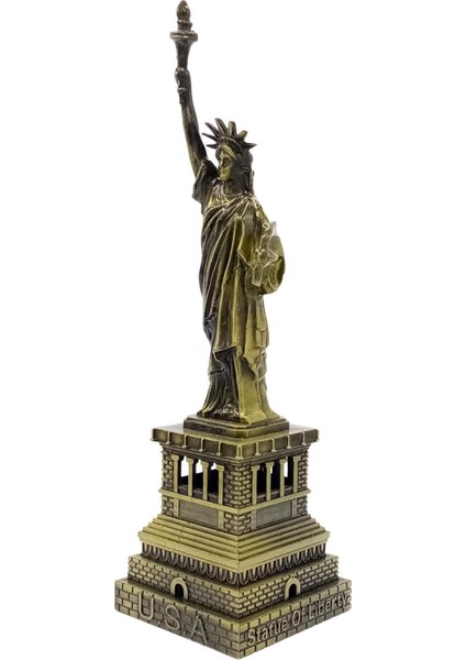 Vintage Metal Usa Özgürlük Heykeli Biblo Antik Bronz 18 cm