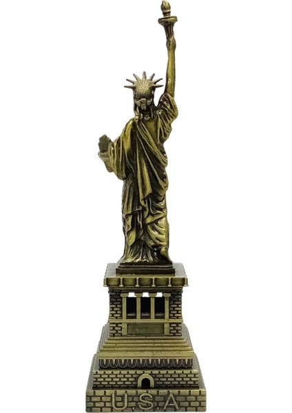 Vintage Metal Usa Özgürlük Heykeli Biblo Antik Bronz 18 cm
