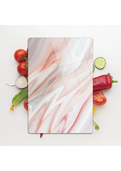 Kırmızı Mermer Görünümlü | Cam Kesme Tahtası - Kesim Tablası | 20 x 30 cm modelleri