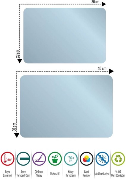 Kırmızı Mermer Görünümlü | Cam Kesme Tahtası - Kesim Tablası | 20 x 30 cm fırsatları