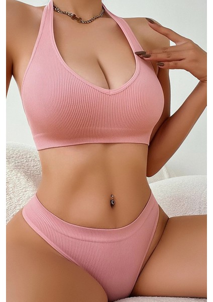 Kadın Somon Seamless Tanga Sütyen Takım modelleri