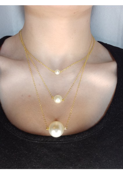 İnci Kolye, İncili Kolye, Barok İnci Kolye, Kararmaz Altın Kaplama Zincir Kolye, Kadın İnci Kolye, Vintage Choker İnci Kolye, Altın Kaplama Zincirli İnci Kolye, Hediyelik Kolye