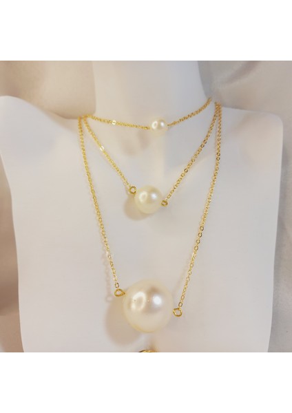 İnci Kolye, İncili Kolye, Barok İnci Kolye, Kararmaz Altın Kaplama Zincir Kolye, Kadın İnci Kolye, Vintage Choker İnci Kolye, Altın Kaplama Zincirli İnci Kolye, Hediyelik Kolye