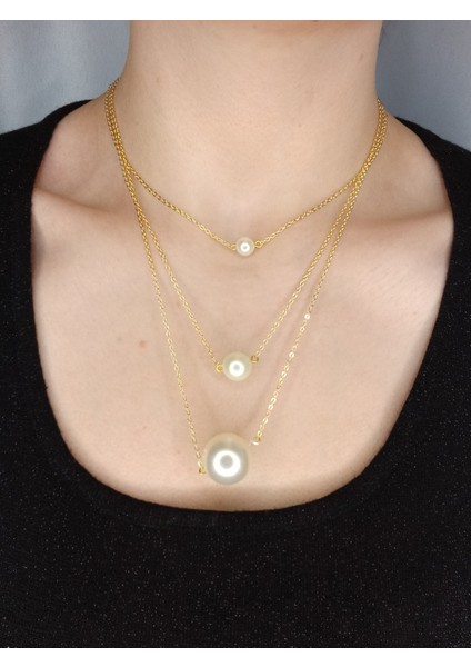 İnci Kolye, İncili Kolye, Barok İnci Kolye, Kararmaz Altın Kaplama Zincir Kolye, Kadın İnci Kolye, Vintage Choker İnci Kolye, Altın Kaplama Zincirli İnci Kolye, Hediyelik Kolye