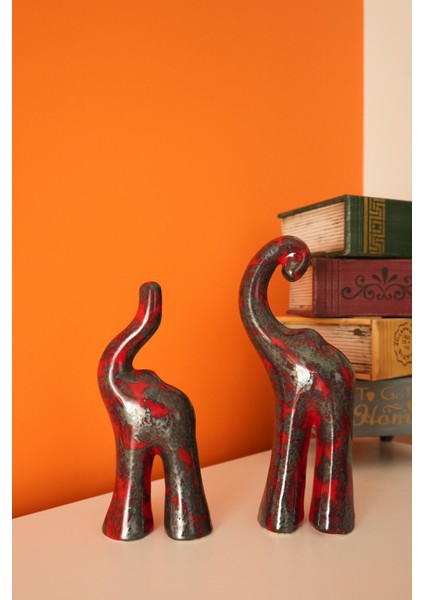 El Yapımı Seramik Fil Biblo ( 2li Set ) Anlamlı Hediyelik Obje Biblolar Sehpa Süsleri modelleri