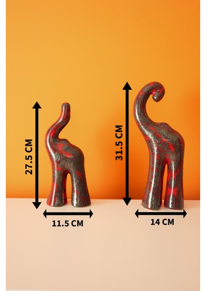 El Yapımı Seramik Fil Biblo ( 2li Set ) Anlamlı Hediyelik Obje Biblolar Sehpa Süsleri fırsatları