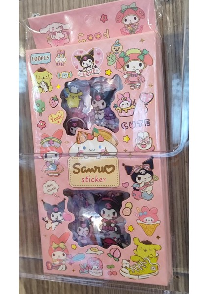 100 Parça Sticker Seti Kuromi ve Arkadaşları Figürlü