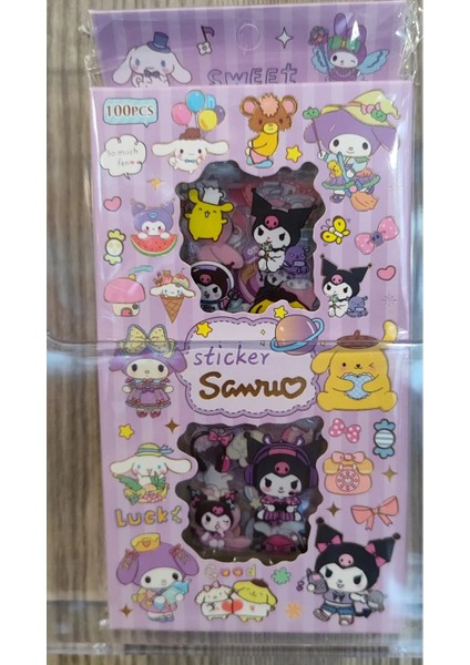 100 Parça Sticker Seti Kuromi ve Arkadaşları Figürlü