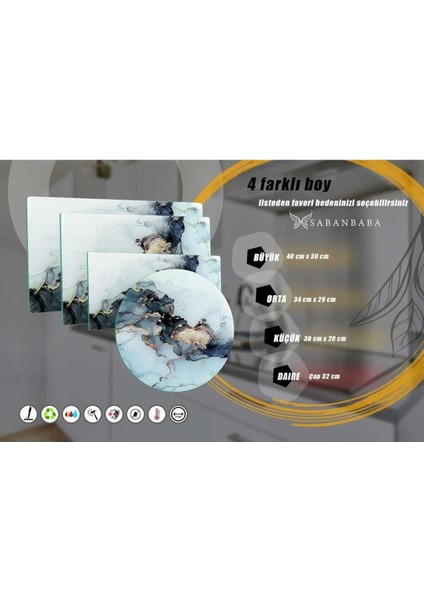 20X30 cm Cam Kesme Tahtası Siyah Üçgenler modelleri