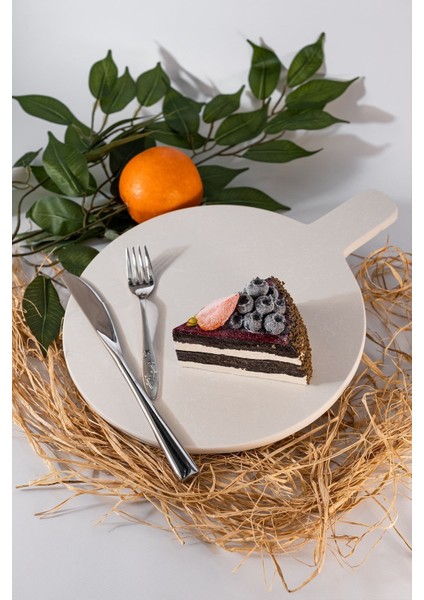 Artemis Beyaz Mermer Yuvarlak Sunumluk ve Kesme Tahtası