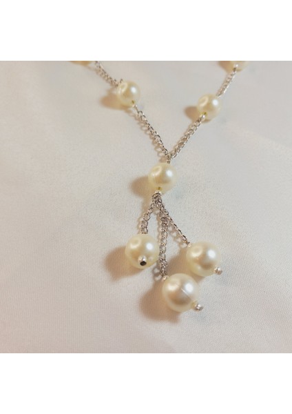 Inci Kolye, Incili Kolye, Barok Inci Kolye, Kararmaz Gümüş Kaplama Zincir Kolye, Kadın Inci Kolye, Vintage Choker Inci Kolye, Gümüş Kaplama Zincirli Inci Kolye, Hediyelik Kolye