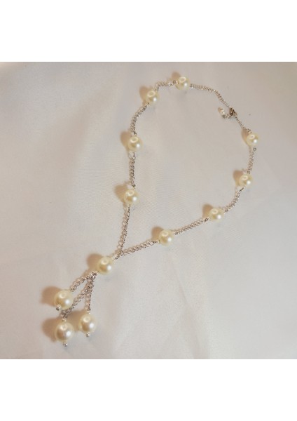 Inci Kolye, Incili Kolye, Barok Inci Kolye, Kararmaz Gümüş Kaplama Zincir Kolye, Kadın Inci Kolye, Vintage Choker Inci Kolye, Gümüş Kaplama Zincirli Inci Kolye, Hediyelik Kolye