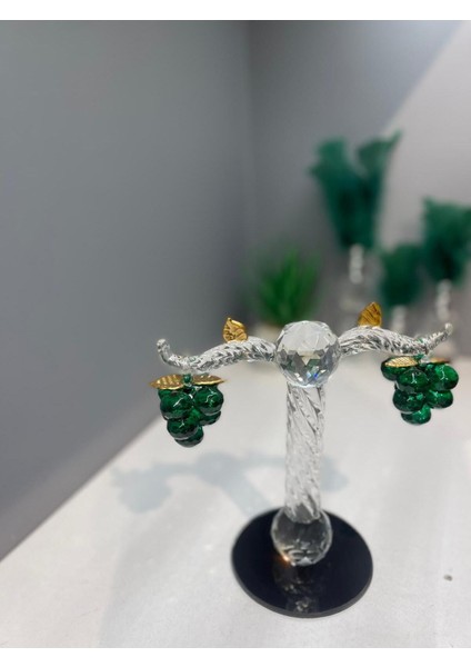 Dekoratif Kristal Cam Ikili Salkım Üzüm Yeşil Gold fırsatları