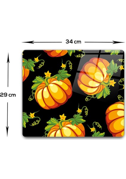 Cam Kesme Tahtası - Cam Kesme Tablası | Balkabağı Siyah Fon | 29CM x 34CM fiyatları