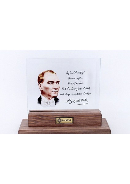 Kemal Atatürk ve Gençliğe Hitabe Dekoratif Cam Obje Ev ve Ofislere Ideal Hediye
