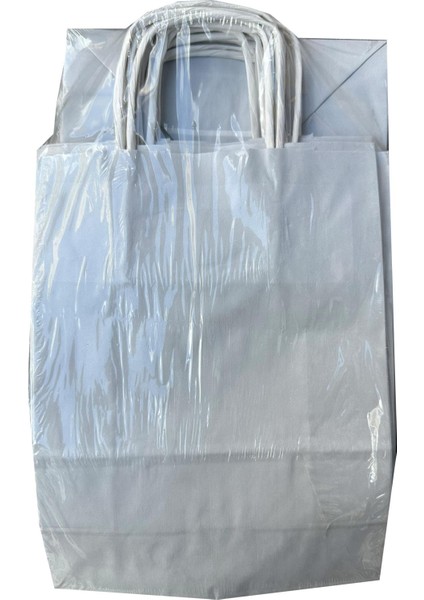 Büküm Saplı Kraft Kağıt Karton Hediyelik Çanta Poşet Torba - Gri - 31X41 Cm. - 75 Adet