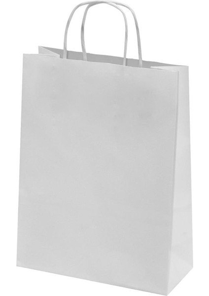 Büküm Saplı Kraft Kağıt Karton Hediyelik Çanta Poşet Torba - Gri - 31X41 Cm. - 75 Adet