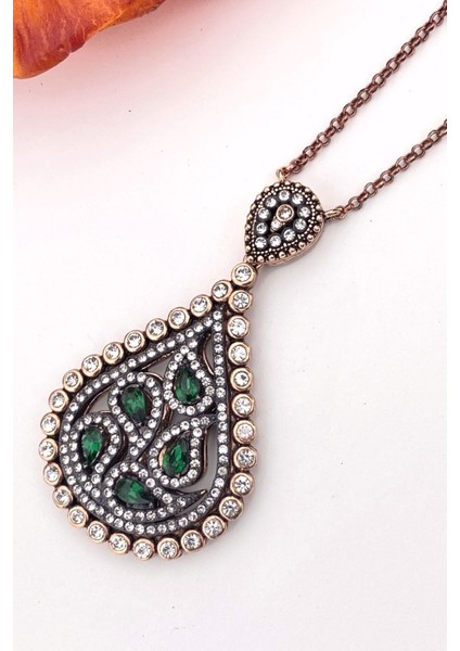 Yeşil Taşlı Elmas Montür Uzun Kolye fiyatları