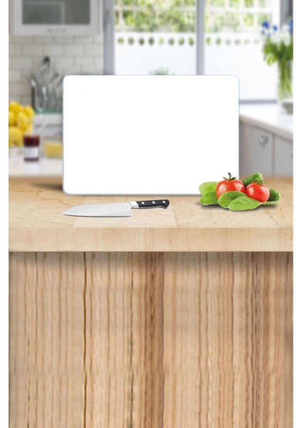 20X30 cm Cam Kesme Tahtası Düz Beyaz