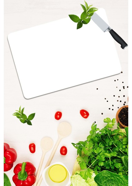 20X30 cm Cam Kesme Tahtası Düz Beyaz modelleri