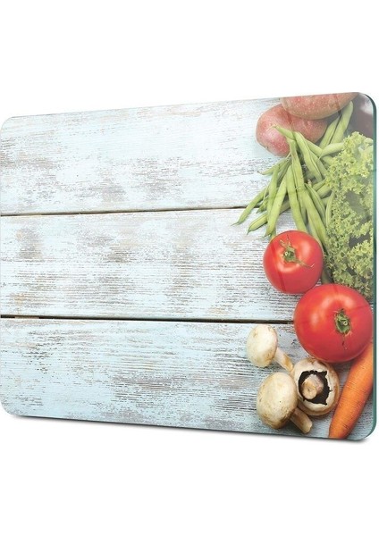 Cam Kesme Tahtası ve Sunum Tablası | Mavi Ahşap Görünümlü | 30CM x 40CM