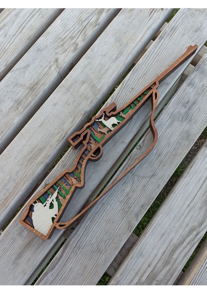 Modern Tasarımlı Ahşap Mdf Masa/konsol Süsü, Av Tüfeği Dekoratif Obje/biblo