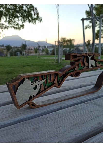 Modern Tasarımlı Ahşap Mdf Masa/konsol Süsü, Av Tüfeği Dekoratif Obje/biblo indirimleri