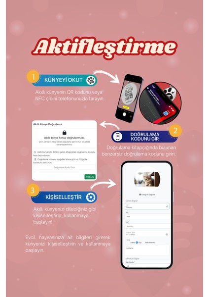 Kediler Için Akıllı Künye, Nfc Dijital Isimlik Ve Tasma Künyesi Qr Kod Künye Paslanmaz Çelik Kırmızı İsimli Kedi Tasması, Kedi İsimlik