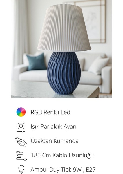 Uzaktan Kumandalı Rgb LED Abajur 2'li Gece Lambası, Masa Lambası modelleri