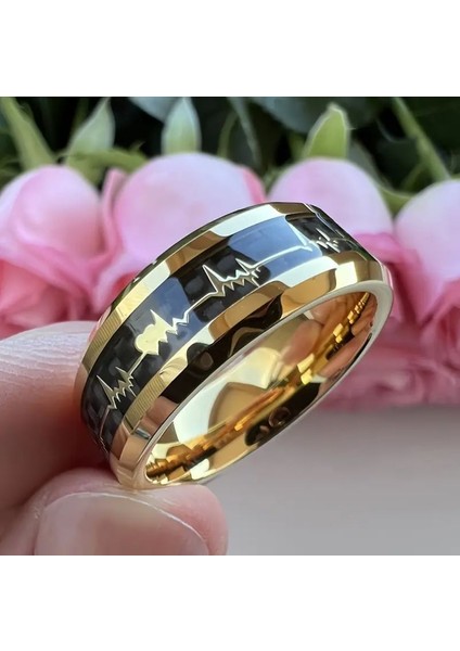 8 mm Kalp Atışı Ekg Aşk Paslanmaz Çelik Unisex Yüzük