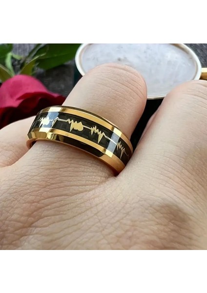8 mm Kalp Atışı Ekg Aşk Paslanmaz Çelik Unisex Yüzük fiyatları