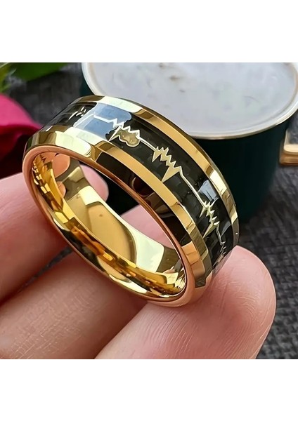 8 mm Kalp Atışı Ekg Aşk Paslanmaz Çelik Unisex Yüzük modelleri