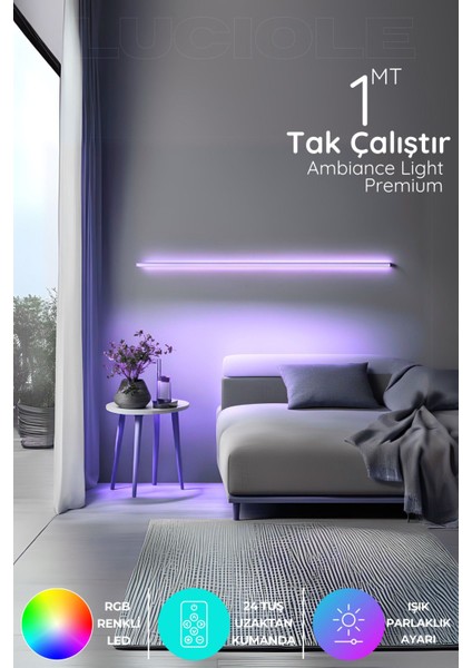 LED Abajur Çok Renkli Soft Ambiance Light Uzaktan Kumanda Tak Çalıştır