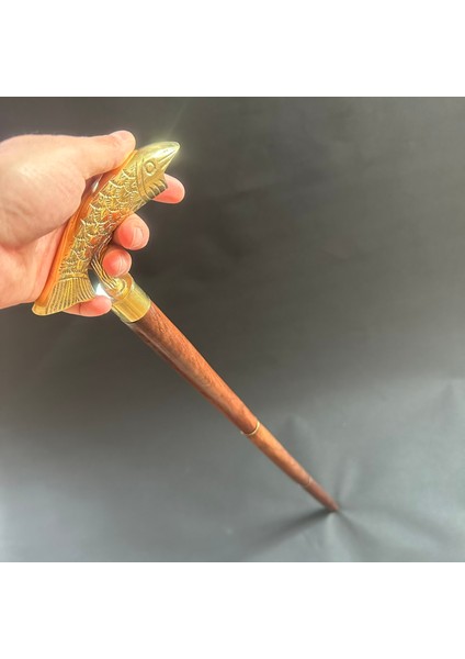 Balık Pirinç Ahşap Baston Gizli Bölmeli