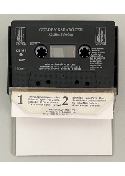 Gülden Karaböcek Yalanmıydı Kaset (Orijinal Dönem Minareci Baskı 4507 Kaset)