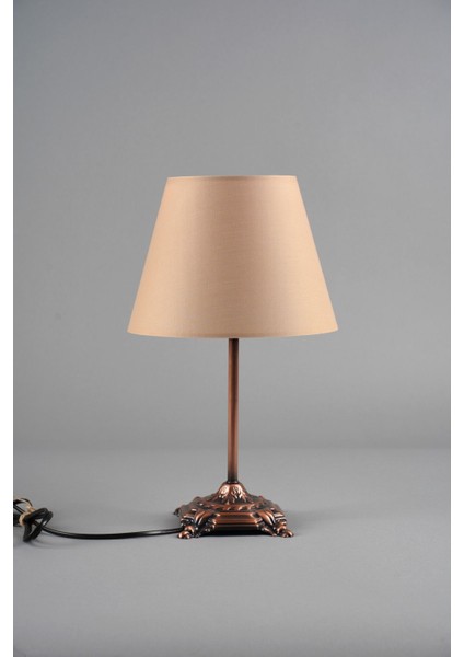 Marmo Antik Abajur Bakır-Pudra (25X25X38 Cm)