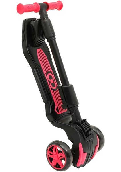 Cool Wheels LED Işıklı Oturaklı Katlanabilir 3 Tekerlekli Scooter Pembe