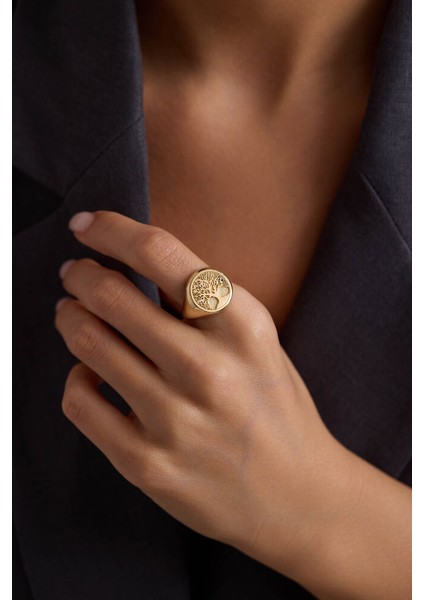 14 Ayar Hayat Ağacı Altın Yüzük Şövalye Tasarım fiyatları