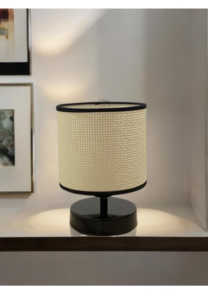 Mini Abajur 2'li Set Beyaz Hasır Hazeran Kumaş Salon Yatak Odası Elektrikli Masa Lambası 5999AB fiyatları