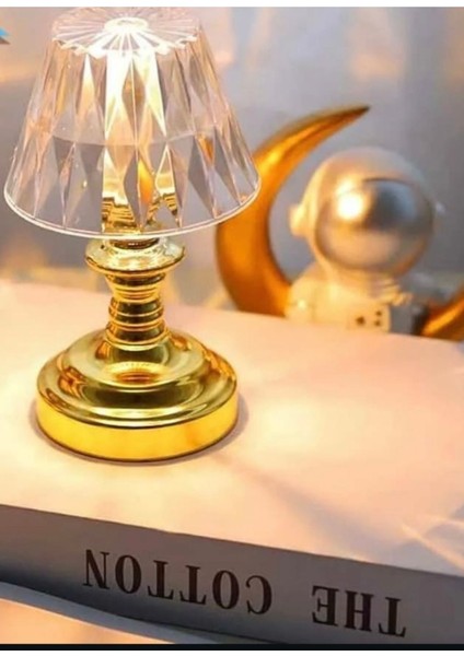 1 Adet Gold Gövdeli Kristal Görünümlü Abajur Masa Lambası