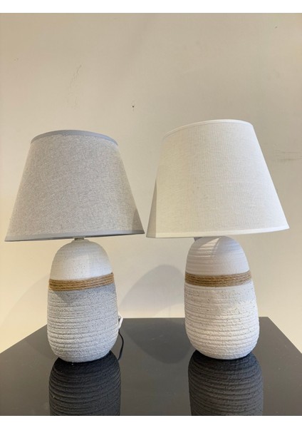 Komidin Üstü Abajur Gri/beyaz