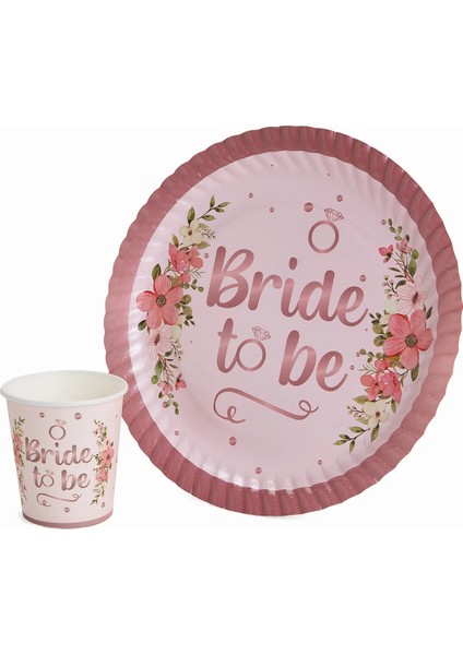 Bride To Be Yazılı Karton Tabak Bardak Seti