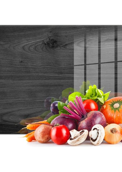 Cam Kesme Tahtası ve Sunum Tablası Siyah Ahşap Desenli 20X30CM