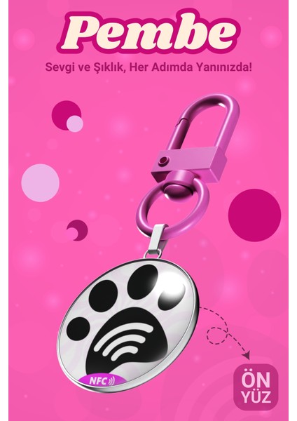 Kediler Için Akıllı Künye, Nfc Dijital Isimlik Ve Tasma Künyesi Qr Kod Künye Paslanmaz Çelik Pembe İsimli Kedi Tasması, Kedi İsimlik
