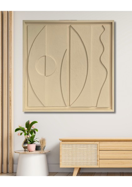Minimalist Dekorasyon Için 3D Kum Dokulu Soyut Sanat Tablosu, Evinize Derinlik KATIN-Sis Bulutu90X90T3D4-40710