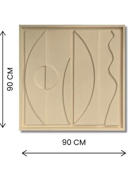 Minimalist Dekorasyon Için 3D Kum Dokulu Soyut Sanat Tablosu, Evinize Derinlik KATIN-Sis Bulutu90X90T3D4-40710