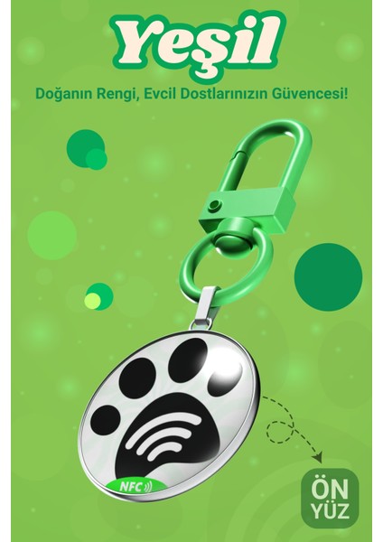 Köpekler Için Akıllı Künye, Nfc Dijital Isimlik Ve Tasma Künyesi Qr Kod Künye Paslanmaz Çelik Yeşil isimli Köpek Tasması, Köpek isimlik fiyatları