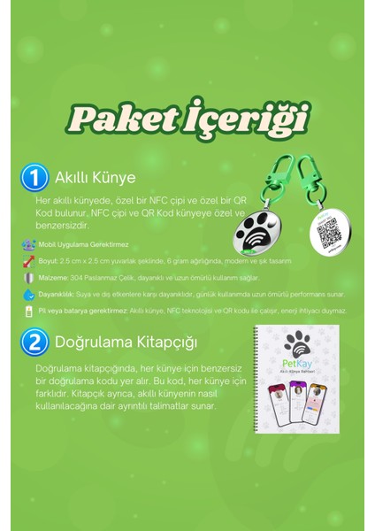 Köpekler Için Akıllı Künye, Nfc Dijital Isimlik Ve Tasma Künyesi Qr Kod Künye Paslanmaz Çelik Yeşil isimli Köpek Tasması, Köpek isimlik