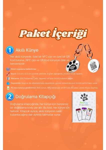 Köpekler Için Akıllı Künye, Nfc Dijital Isimlik Ve Tasma Künyesi Qr Kod Künye Paslanmaz Çelik Turuncu isimli Köpek Tasması, Köpek isimlik